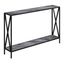 Gray Marble and Black Wood Console Table with Storage