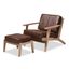 Antique Oak Dark Brown Faux Leather Accent Chair