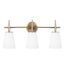 Driscoll Satin Brass 3-Light Wall Sconce with Opal Glass Shade