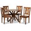 Mare 5-Piece Dark Brown Walnut Wood Geometric Dining Set