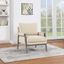 Linen Fabric Accent Chair with Brushed Grey Wood Frame