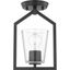 Vertex Matte Black and Clear Glass Semi-Flush Mount Light