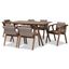 Marcena Walnut Brown 7-Piece Dining Set with Grey Button-Tufted Chairs