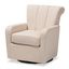 Beige Channel-Tufted Leather Swivel Accent Chair with Manufactured Wood