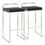 Contemporary Black Velvet and Metal Backless Bar Stools