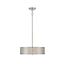 Brushed Nickel 3-Light Drum Pendant with White Fabric Shade