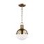 Satin Brass Mini Globe Pendant with Smooth White Glass Shade