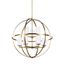 Satin Brass 9-Light Chandelier with Etched Glass Shades