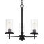 Coal Black 3-Light Glass Shade Chandelier with Clear Cylinder