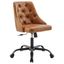 Black Tan Tufted Vegan Leather Swivel Office Chair