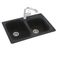 33'' Black Galaxy Solid Surface Double Bowl Drop-In Kitchen Sink