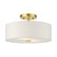 Meridian Satin Brass 2-Light LED Drum Semi-Flush Mount