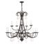 Daphne English Bronze 15-Light Chandelier with Teardrop Crystals