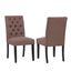 High Parsons Brown Linen Upholstered Side Chair with Button Tufted Backrest