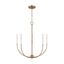 Elegant Satin Brass 5-Light Chandelier with Clear Silver Accents