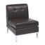 Espresso Faux Leather Armless Slipper Chair with Chrome Base