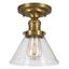 Satin Gold and Clear Glass Semi-Flush Ceiling Light