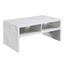 Modern Rectangular Wood & White Marble Coffee Table with Shelves