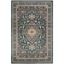 Teal and Grey Floral Synthetic 9' x 12' Area Rug