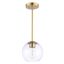 Auresa Modern Mini Pendant Light in Soft Brass with Clear Glass Orb