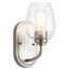 Valserrano Brushed Nickel 1-Light Wall Sconce with Clear Seeded Glass