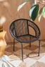 Mid-Century Modern Black Woven Patio Dining Chair