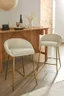 Elegant Gold and Cream Curved Counter Stools, Set of 2