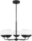 Alvin Midcentury Midnight Black 5-Light Chandelier with Milk Glass Shades