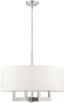 Cresthaven 4-Light Brushed Nickel Chandelier with Off-White Fabric Shade