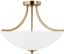 Satin Brass and Glass 3-Light Semi-Flush Pendant