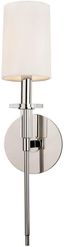 Polished Nickel Cylinder Sconce with Off-White Faux Silk Shade