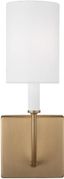 Greenwich Satin Brass Dimmable Cylinder Wall Sconce with Linen Shade