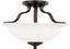 Emmons Bronze Dual Incandescent Semi-Flush Mount with Satin Etched Glass