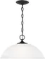 Geary Midnight Black 1-Light Indoor/Outdoor Pendant with Satin Etched Glass Bowl