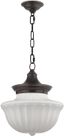 Old Bronze Glass Globe Pendant Light with White Shade