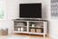 Transitional Two-Tone Corner TV Stand with Shelves and Fireplace