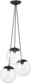 Auresa 17.88" Black Coal 3-Light Pendant with Clear Glass Shade