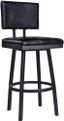 Transitional Black Faux Leather 26" Swivel Barstool with Metal Base