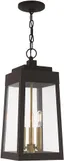 Bronze and Clear Glass 3-Light Outdoor Pendant Lantern