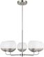 Alvin Midcentury 5-Light Brushed Nickel Chandelier with Milk Glass Shades