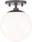 Elegant Globe Semi-Flush Ceiling Light in Old Bronze with White Glass