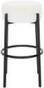 Ivory and Black Metal Leg Backless Bar Stool, 30-inch