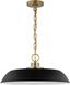 Colony Modern Dome Pendant Light in Matte Black and Burnished Brass