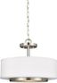 Brushed Nickel 2-Light Drum Pendant with Satin Etched Glass