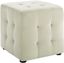 Ivory Tufted Cube Performance Velvet Ottoman