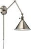 Classic Pewter Articulating Arm Wall Sconce with Schoolhouse Charm