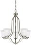 Mini Cage 5-Light Chandelier in Brushed Nickel with Satin Etched Glass