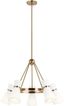 Satin Brass 5-Light Chandelier with White Linen Shades