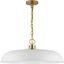 Colony Large Dome Pendant Light in Matte White and Burnished Brass