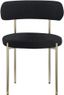 Contemporary Black Boucle Fabric Dining Chair with Brass Iron Frame